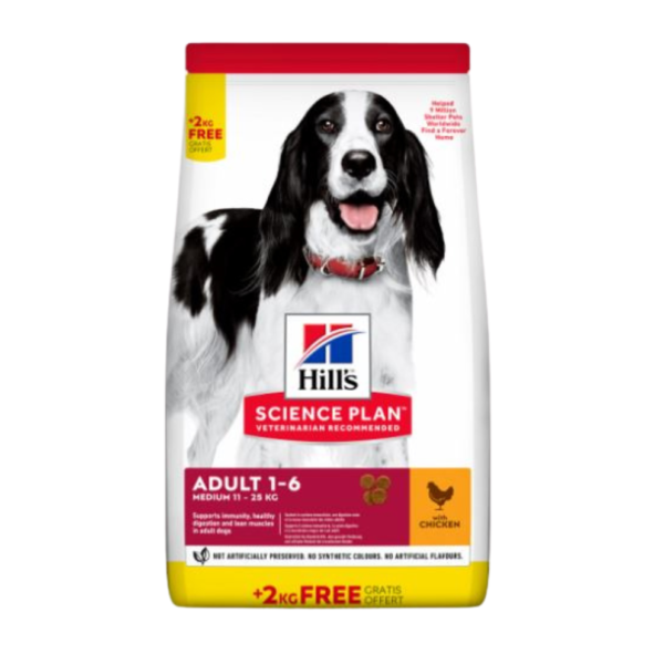 HILLS ADULT MEDIUM CHICKEN BONUS BAG +2Kg free 14Kg