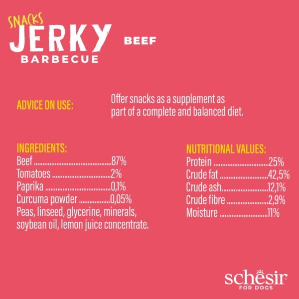 Schesir Dog Snack Jerky BBQ Beef 145g - Image 3