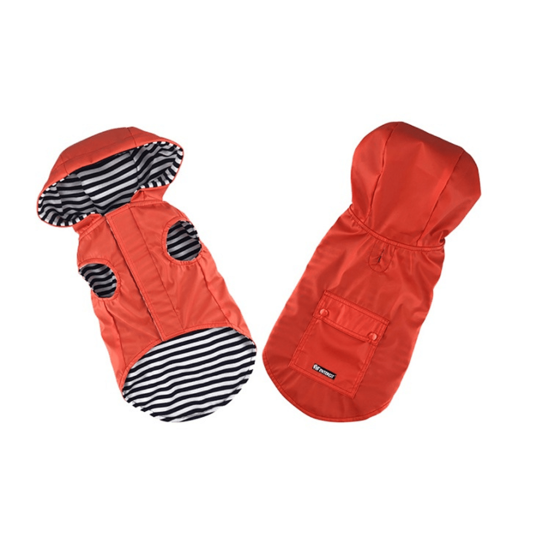 Pet Interest Raincoat Stripe Lining Red