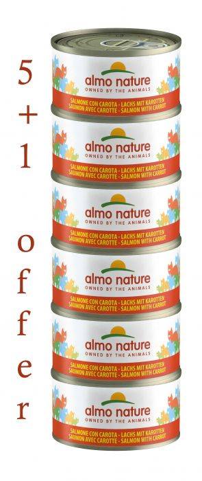 ALMO NATURE – HFC JELLY MEGA SALMON & CARROTS 6X70g 5+1FREE