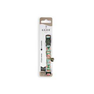 GLEE COLLARS WITH WEBBING TAPE, PLASTIC CLASP AND BELL, MULTICOLOR GREEN 10mm x 30cm