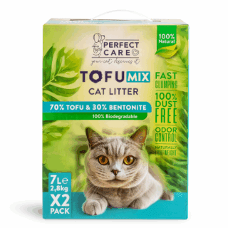 PERFECT CARE CAT LITTER MIX TOFU BENTONITE 14L 2 x 7L
